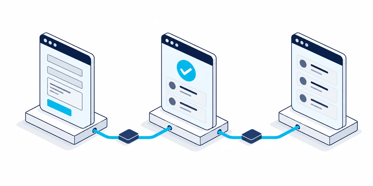 Illustration of three business applications sharing an approval workflow.